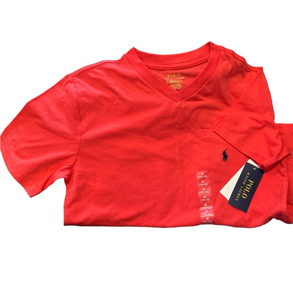 V-neck Polo Ralph Lauren Coral short sleeve shirt